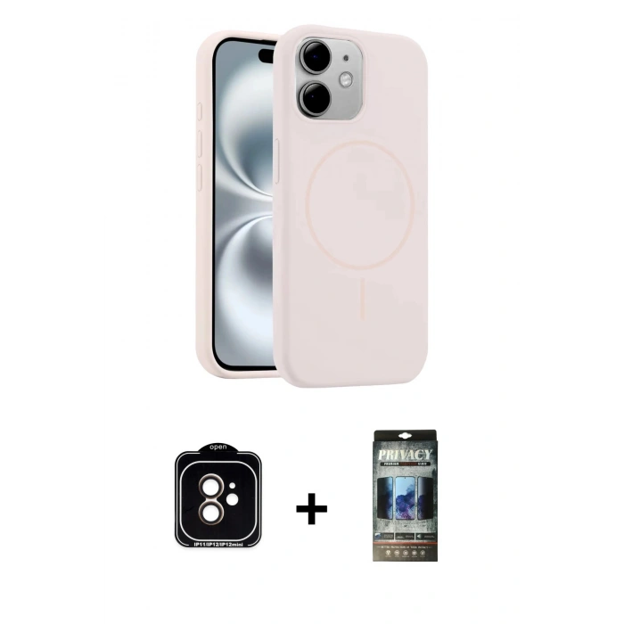MARSİLYAN™- iPhone 11 Kılıf Yankı Form Serisi - Siyah 34D Hayalet Izgaralı Cam + PVD Metal Kamera Lens - TU