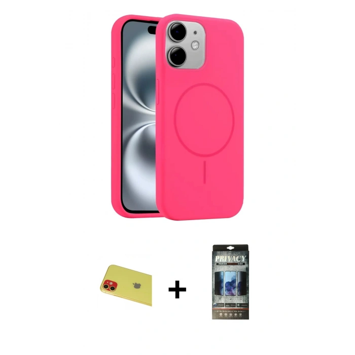 MARSİLYAN™- iPhone 11 Kılıf Yankı Form Serisi - Siyah 34D Hayalet Izgaralı Cam + Rainbow Kamera Lens Koruma Cam - KI
