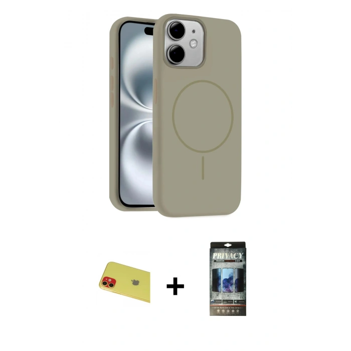 MARSİLYAN™- iPhone 11 Kılıf Yankı Form Serisi - Siyah 34D Hayalet Izgaralı Cam + Rainbow Kamera Lens Koruma Cam - KI
