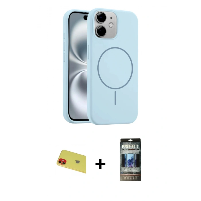 MARSİLYAN™- iPhone 11 Kılıf Yankı Form Serisi - Siyah 34D Hayalet Izgaralı Cam + Rainbow Kamera Lens Koruma Cam - KI