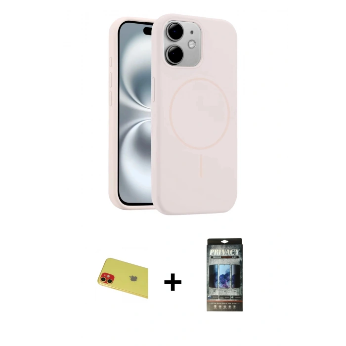 MARSİLYAN™- iPhone 11 Kılıf Yankı Form Serisi - Siyah 34D Hayalet Izgaralı Cam + Rainbow Kamera Lens Koruma Cam - KI