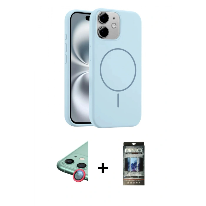 MARSİLYAN™- iPhone 11 Kılıf Yankı Form Serisi - Siyah 34D Hayalet Izgaralı Cam + Raze Metal Kamera Lens - KI