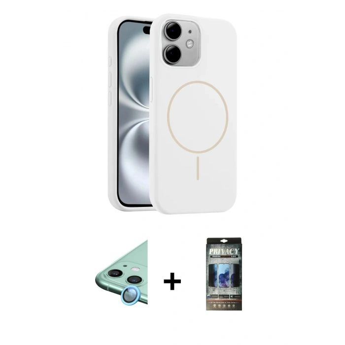 MARSİLYAN™- iPhone 11 Kılıf Yankı Form Serisi - Siyah 34D Hayalet Izgaralı Cam + Raze Metal Kamera Lens - MI