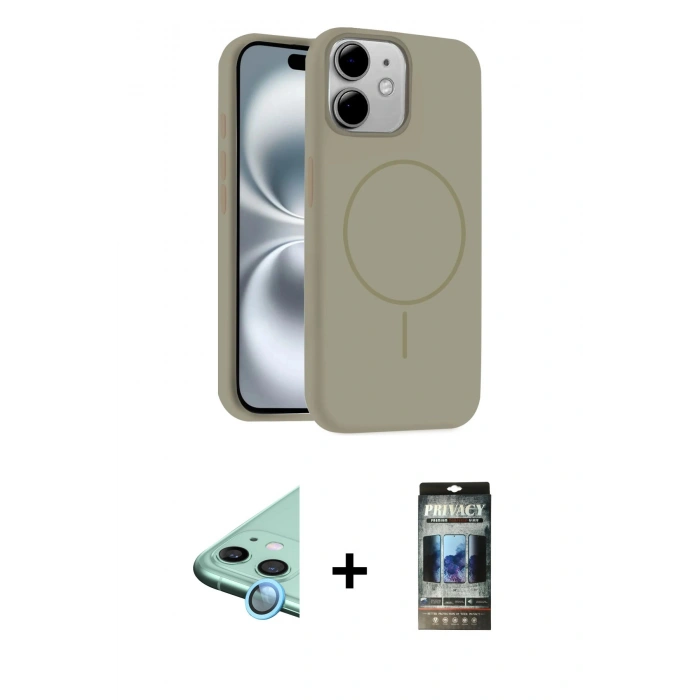 MARSİLYAN™- iPhone 11 Kılıf Yankı Form Serisi - Siyah 34D Hayalet Izgaralı Cam + Raze Metal Kamera Lens - MI