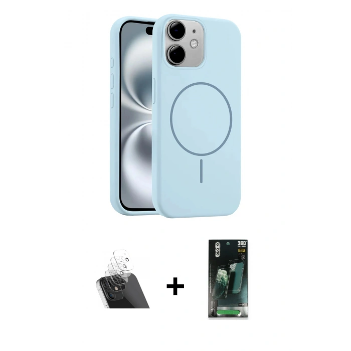 MARSİLYAN™- iPhone 11 Kılıf Yankı Form Serisi - Siyah 360 Mat Full Body Arka Koruyucu + Kamera Lens Koruma Cam - SF