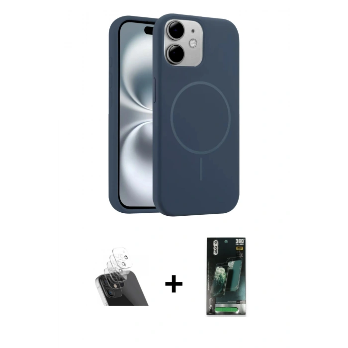 MARSİLYAN™- iPhone 11 Kılıf Yankı Form Serisi - Siyah 360 Mat Full Body Arka Koruyucu + Kamera Lens Koruma Cam - SF