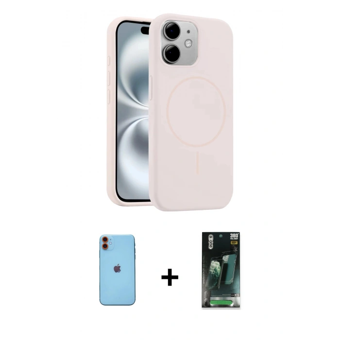 MARSİLYAN™- iPhone 11 Kılıf Yankı Form Serisi - Siyah 360 Mat Full Body Arka Koruyucu + Neon Fosforlu Kamera Lens - TU