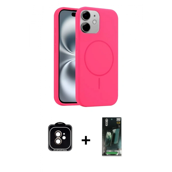 MARSİLYAN™- iPhone 11 Kılıf Yankı Form Serisi - Siyah 360 Mat Full Body Arka Koruyucu + PVD Metal Kamera Lens - TU