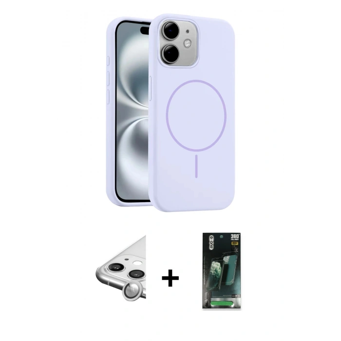 MARSİLYAN™- iPhone 11 Kılıf Yankı Form Serisi - Siyah 360 Mat Full Body Arka Koruyucu + Raze Metal Kamera Lens - GS