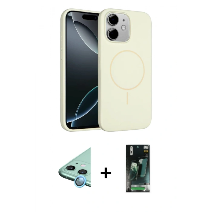 MARSİLYAN™- iPhone 11 Kılıf Yankı Form Serisi - Siyah 360 Mat Full Body Arka Koruyucu + Raze Metal Kamera Lens - MI