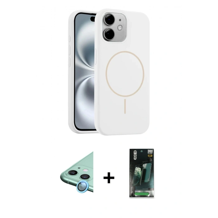 MARSİLYAN™- iPhone 11 Kılıf Yankı Form Serisi - Siyah 360 Mat Full Body Arka Koruyucu + Raze Metal Kamera Lens - MI