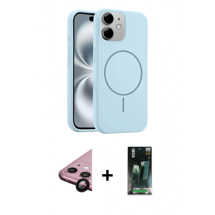 MARSİLYAN™- iPhone 11 Kılıf Yankı Form Serisi - Siyah 360 Mat Full Body Arka Koruyucu + Raze Metal Kamera Lens - SH