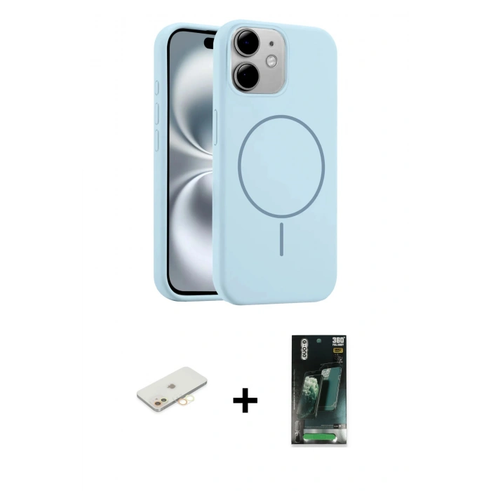 MARSİLYAN™- iPhone 11 Kılıf Yankı Form Serisi - Siyah 360 Mat Full Body Arka Koruyucu + Renkli Kamera Lens Koruma Cam - SI
