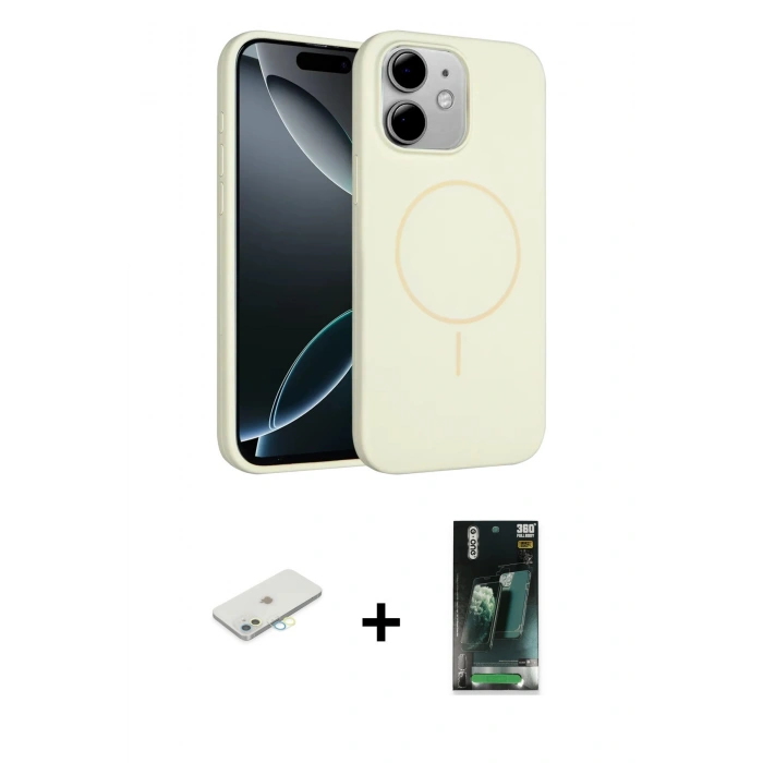 MARSİLYAN™- iPhone 11 Kılıf Yankı Form Serisi - Siyah 360 Mat Full Body Arka Koruyucu + Renkli Kamera Lens Koruma Cam - SI
