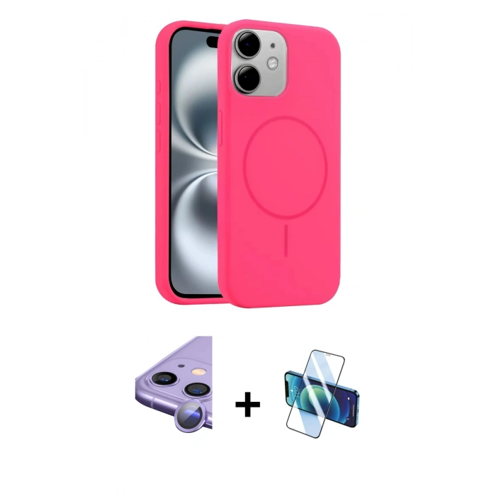MARSİLYAN™- iPhone 11 Kılıf Yankı Form Serisi - Siyah 3D Antistatik Cam Ekran Koruyucu + Raze Metal Kamera Lens - MR