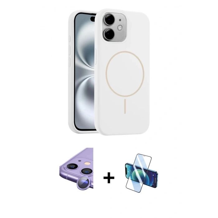 MARSİLYAN™- iPhone 11 Kılıf Yankı Form Serisi - Siyah 3D Antistatik Cam Ekran Koruyucu + Raze Metal Kamera Lens - MR