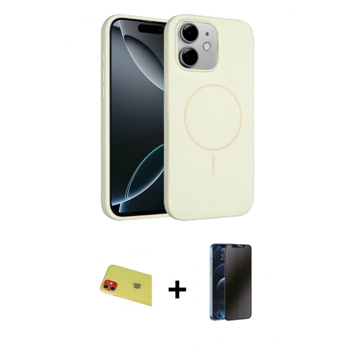 MARSİLYAN™- iPhone 11 Kılıf Yankı Form Serisi - Siyah 3D Antistatik Hayalet Cam Ekran Koruyucu + Rainbow Kamera Lens Koruma Cam - KI