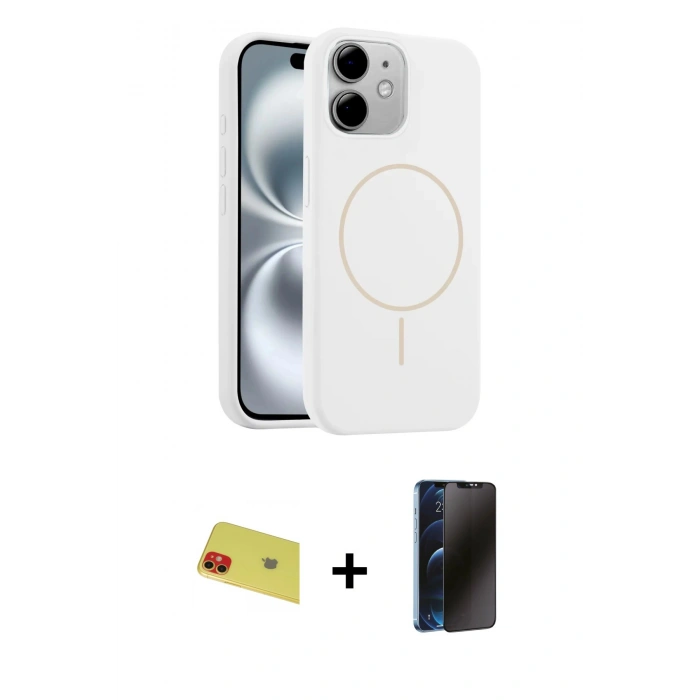 MARSİLYAN™- iPhone 11 Kılıf Yankı Form Serisi - Siyah 3D Antistatik Hayalet Cam Ekran Koruyucu + Rainbow Kamera Lens Koruma Cam - KI