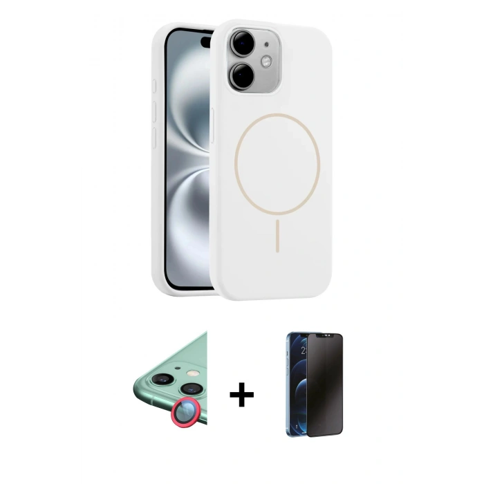 MARSİLYAN™- iPhone 11 Kılıf Yankı Form Serisi - Siyah 3D Antistatik Hayalet Cam Ekran Koruyucu + Raze Metal Kamera Lens - KI