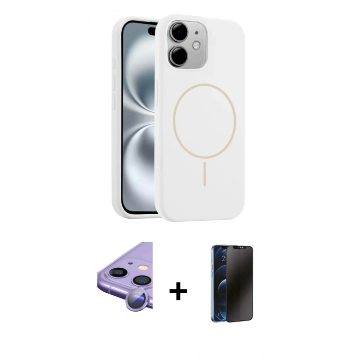 MARSİLYAN™- iPhone 11 Kılıf Yankı Form Serisi - Siyah 3D Antistatik Hayalet Cam Ekran Koruyucu + Raze Metal Kamera Lens - MR