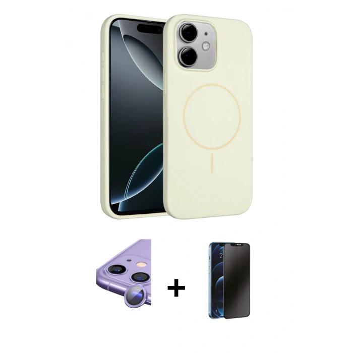 MARSİLYAN™- iPhone 11 Kılıf Yankı Form Serisi - Siyah 3D Antistatik Hayalet Cam Ekran Koruyucu + Raze Metal Kamera Lens - MR