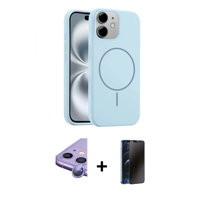 MARSİLYAN™- iPhone 11 Kılıf Yankı Form Serisi - Siyah 3D Antistatik Hayalet Cam Ekran Koruyucu + Raze Metal Kamera Lens - MR