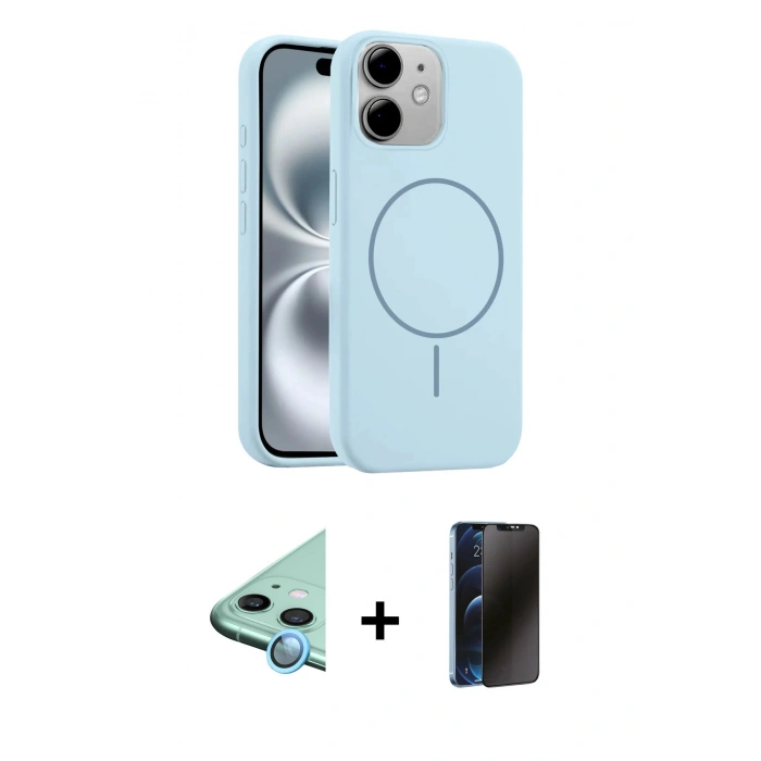 MARSİLYAN™- iPhone 11 Kılıf Yankı Form Serisi - Siyah 3D Antistatik Hayalet Cam Ekran Koruyucu + Raze Metal Kamera Lens - MI