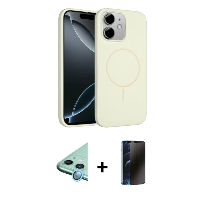 MARSİLYAN™- iPhone 11 Kılıf Yankı Form Serisi - Siyah 3D Antistatik Hayalet Cam Ekran Koruyucu + Raze Metal Kamera Lens - MI