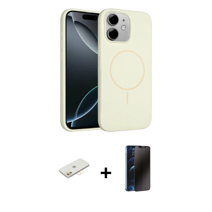 MARSİLYAN™- iPhone 11 Kılıf Yankı Form Serisi - Siyah 3D Antistatik Hayalet Cam Ekran Koruyucu + Renkli Kamera Lens Koruma Cam - SI