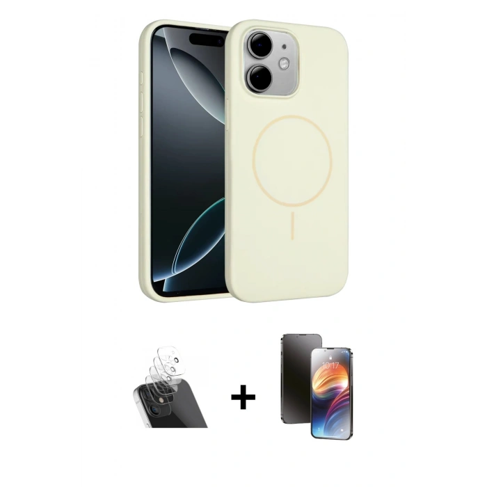 MARSİLYAN™- iPhone 11 Kılıf Yankı Form Serisi - Siyah 3D Antistatik Mat Seramik Nano Ekran Koruyucu + Kamera Lens Koruma Cam - SF