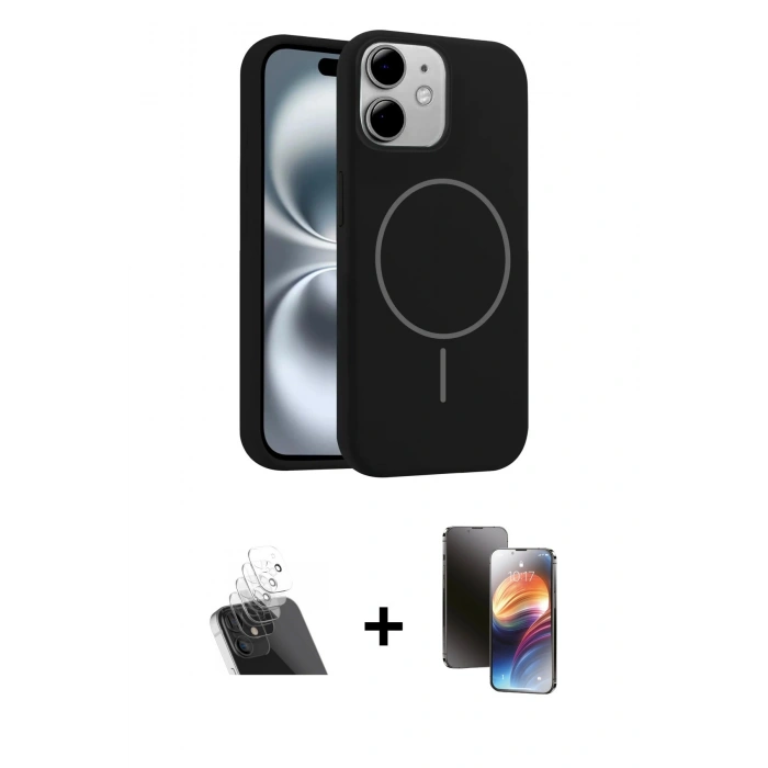 MARSİLYAN™- iPhone 11 Kılıf Yankı Form Serisi - Siyah 3D Antistatik Mat Seramik Nano Ekran Koruyucu + Kamera Lens Koruma Cam - SF