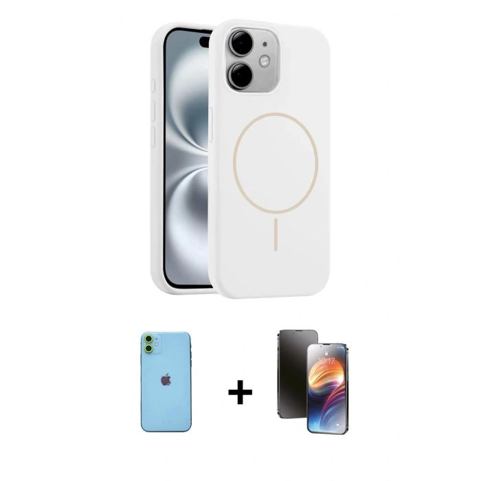 MARSİLYAN™- iPhone 11 Kılıf Yankı Form Serisi - Siyah 3D Antistatik Mat Seramik Nano Ekran Koruyucu + Neon Fosforlu Kamera Lens - YL