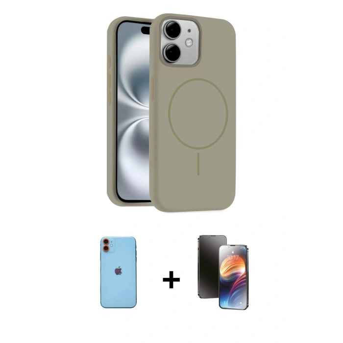 MARSİLYAN™- iPhone 11 Kılıf Yankı Form Serisi - Siyah 3D Antistatik Mat Seramik Nano Ekran Koruyucu + Neon Fosforlu Kamera Lens - TU