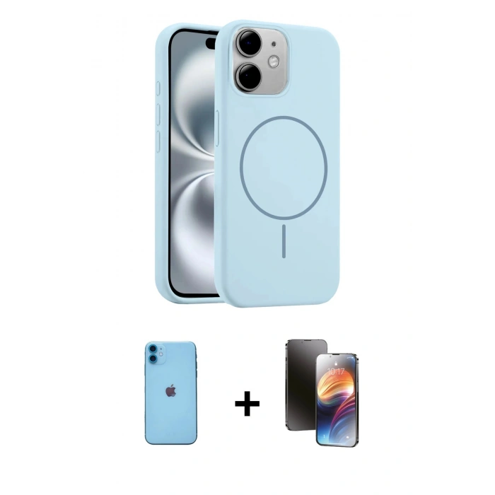 MARSİLYAN™- iPhone 11 Kılıf Yankı Form Serisi - Siyah 3D Antistatik Mat Seramik Nano Ekran Koruyucu + Neon Fosforlu Kamera Lens - MI