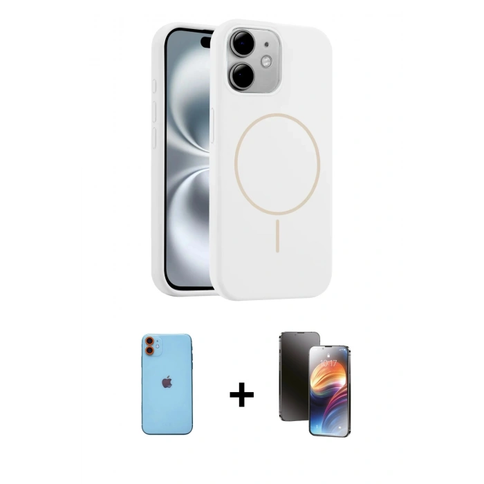 MARSİLYAN™- iPhone 11 Kılıf Yankı Form Serisi - Siyah 3D Antistatik Mat Seramik Nano Ekran Koruyucu + Neon Fosforlu Kamera Lens - TU