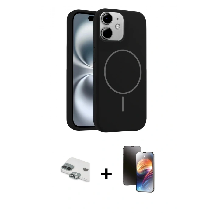 MARSİLYAN™- iPhone 11 Kılıf Yankı Form Serisi - Siyah 3D Antistatik Mat Seramik Nano Ekran Koruyucu + Pers Alüminyum Kamera Lens - YL