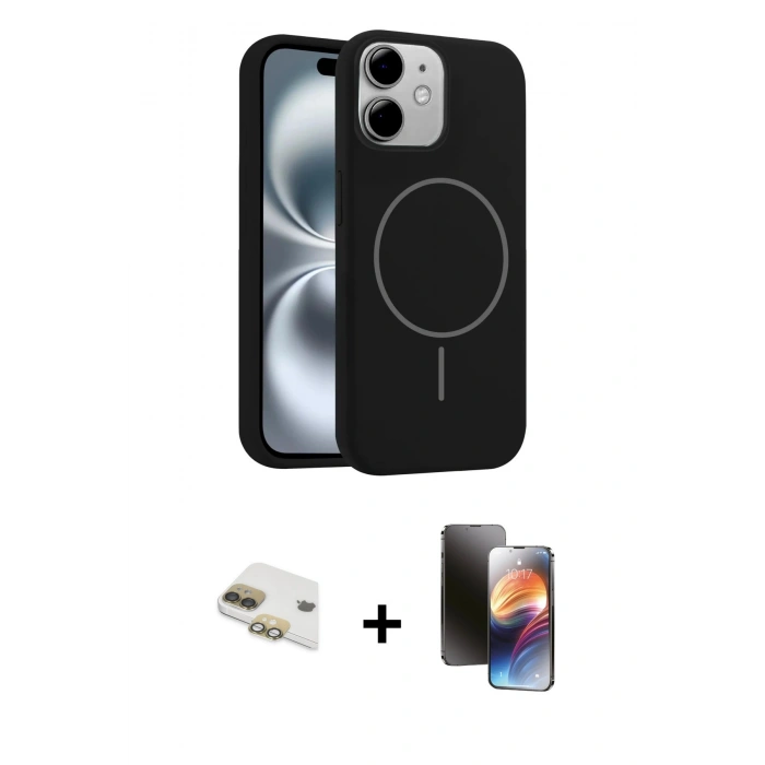 MARSİLYAN™- iPhone 11 Kılıf Yankı Form Serisi - Siyah 3D Antistatik Mat Seramik Nano Ekran Koruyucu + Pers Alüminyum Kamera Lens - GD