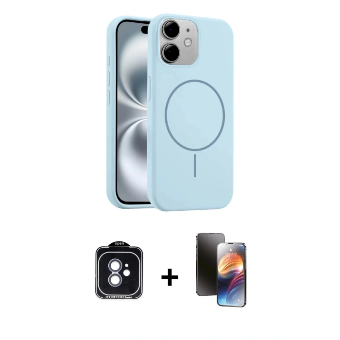 MARSİLYAN™- iPhone 11 Kılıf Yankı Form Serisi - Siyah 3D Antistatik Mat Seramik Nano Ekran Koruyucu + PVD Metal Kamera Lens - MI