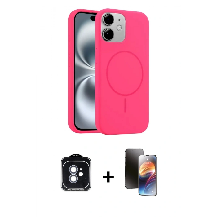 MARSİLYAN™- iPhone 11 Kılıf Yankı Form Serisi - Siyah 3D Antistatik Mat Seramik Nano Ekran Koruyucu + PVD Metal Kamera Lens - MI