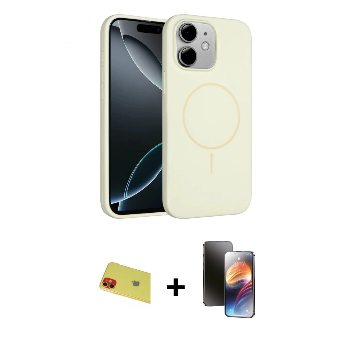 MARSİLYAN™- iPhone 11 Kılıf Yankı Form Serisi - Siyah 3D Antistatik Mat Seramik Nano Ekran Koruyucu + Rainbow Kamera Lens Koruma Cam - KI