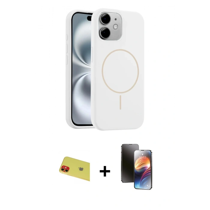 MARSİLYAN™- iPhone 11 Kılıf Yankı Form Serisi - Siyah 3D Antistatik Mat Seramik Nano Ekran Koruyucu + Rainbow Kamera Lens Koruma Cam - KI