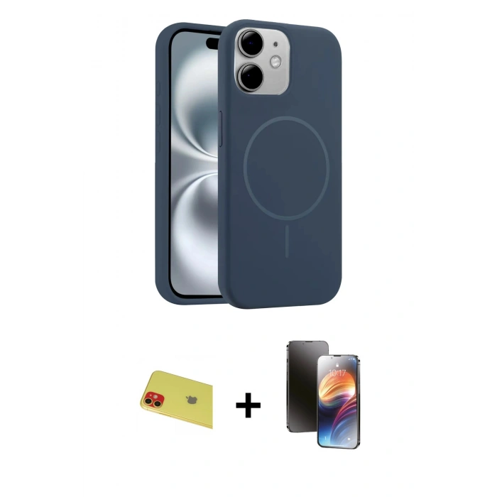 MARSİLYAN™- iPhone 11 Kılıf Yankı Form Serisi - Siyah 3D Antistatik Mat Seramik Nano Ekran Koruyucu + Rainbow Kamera Lens Koruma Cam - KI