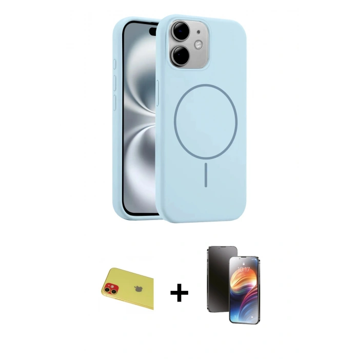 MARSİLYAN™- iPhone 11 Kılıf Yankı Form Serisi - Siyah 3D Antistatik Mat Seramik Nano Ekran Koruyucu + Rainbow Kamera Lens Koruma Cam - KI