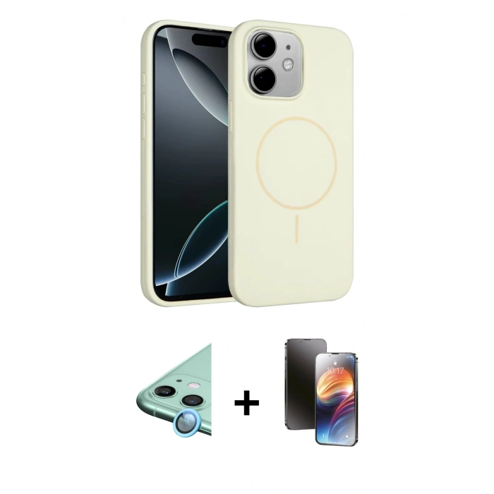MARSİLYAN™- iPhone 11 Kılıf Yankı Form Serisi - Siyah 3D Antistatik Mat Seramik Nano Ekran Koruyucu + Raze Metal Kamera Lens - MI