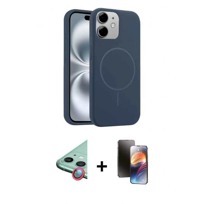 MARSİLYAN™- iPhone 11 Kılıf Yankı Form Serisi - Siyah 3D Antistatik Mat Seramik Nano Ekran Koruyucu + Raze Metal Kamera Lens - KI