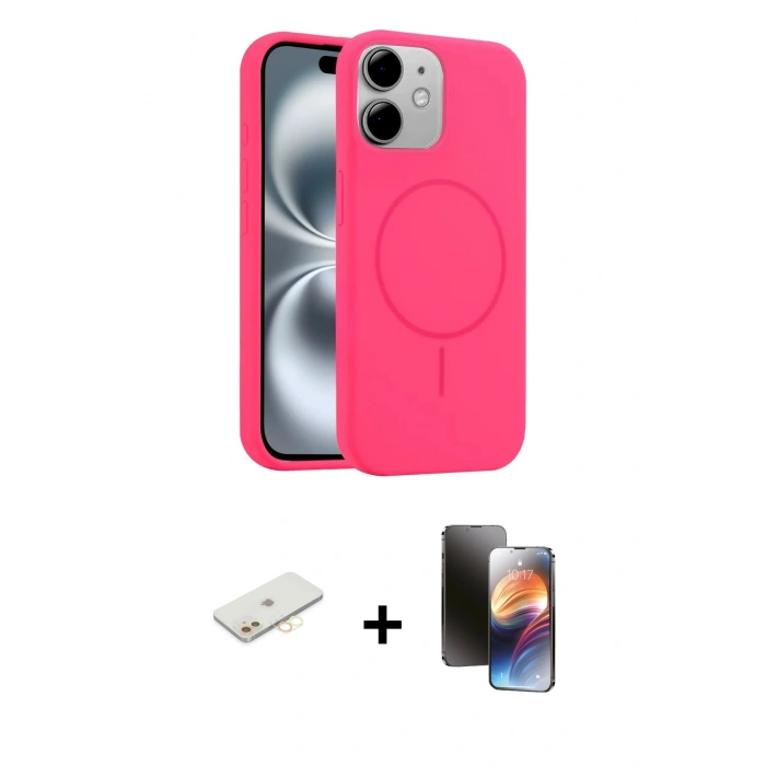 MARSİLYAN™- iPhone 11 Kılıf Yankı Form Serisi - Siyah 3D Antistatik Mat Seramik Nano Ekran Koruyucu + Renkli Kamera Lens Koruma Cam - SI