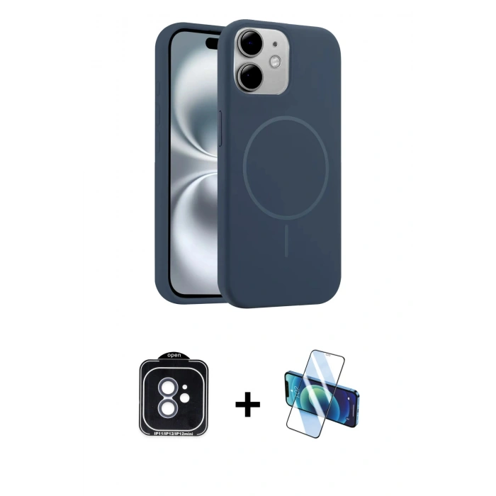 MARSİLYAN™- iPhone 11 Kılıf Yankı Form Serisi - Siyah 3D Antistatik Seramik Nano Ekran Koruyucu + PVD Metal Kamera Lens - MI