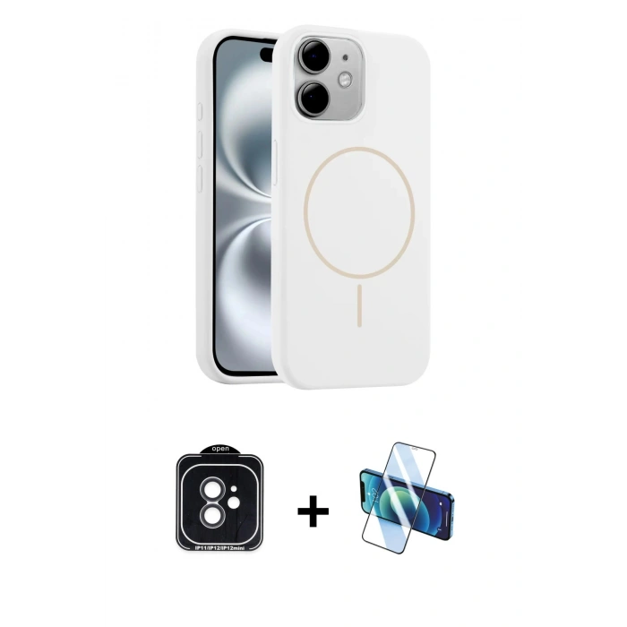 MARSİLYAN™- iPhone 11 Kılıf Yankı Form Serisi - Siyah 3D Antistatik Seramik Nano Ekran Koruyucu + PVD Metal Kamera Lens - SH