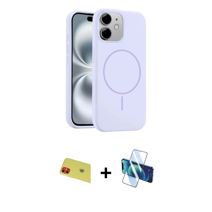 MARSİLYAN™- iPhone 11 Kılıf Yankı Form Serisi - Siyah 3D Antistatik Seramik Nano Ekran Koruyucu + Rainbow Kamera Lens Koruma Cam - KI