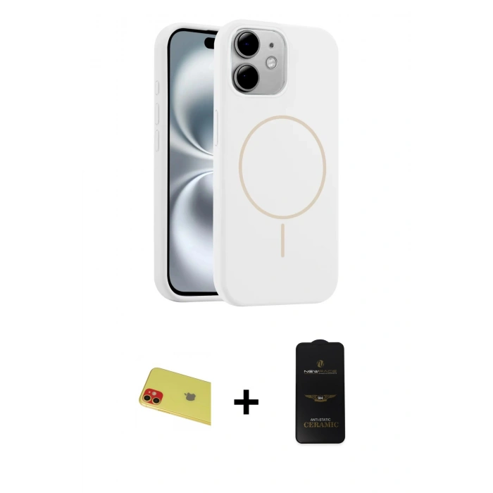 MARSİLYAN™- iPhone 11 Kılıf Yankı Form Serisi - Siyah 6D Antistatik Mat Seramik Hayalet Nano Ekran Koruyucu + Rainbow Kamera Lens Koruma Cam - KI